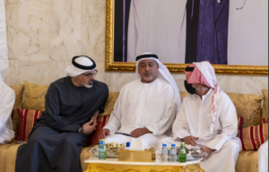 خالد بن محمد بن زايد يُقدم واجب العزاء في وفاة المغفور لها ميرة بنت راشد المزروعي