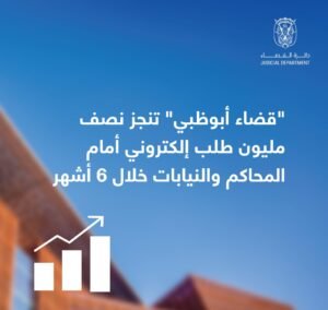 "قضاء أبوظبي" تنجز نصف مليون طلب إلكتروني أمام المحاكم والنيابات خلال 6 أشهر
