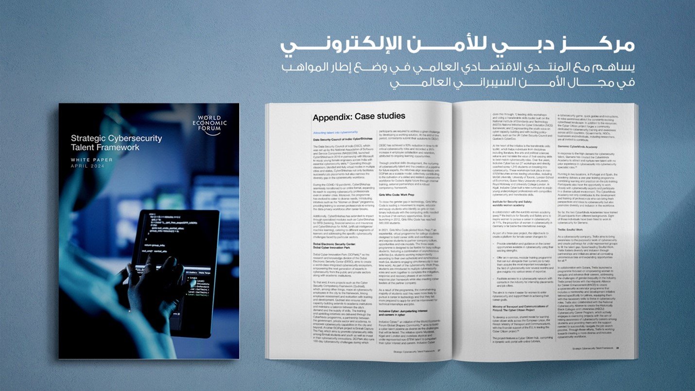 المنتدى الاقتصادي العالمي يشيد بنموذج دبي في استقطاب وتنمية المواهب في مجال الأمن السيبراني 1 المنتدى الاقتصادي العالمي يشيد بنموذج دبي في استقطاب وتنمية المواهب في مجال الأمن السيبراني
