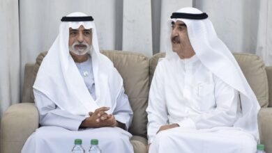 حاكم أم القيوين يتقبل تعازي نهيان بن مبارك بوفاة الشيخ عبدالله بن أحمد المعلا