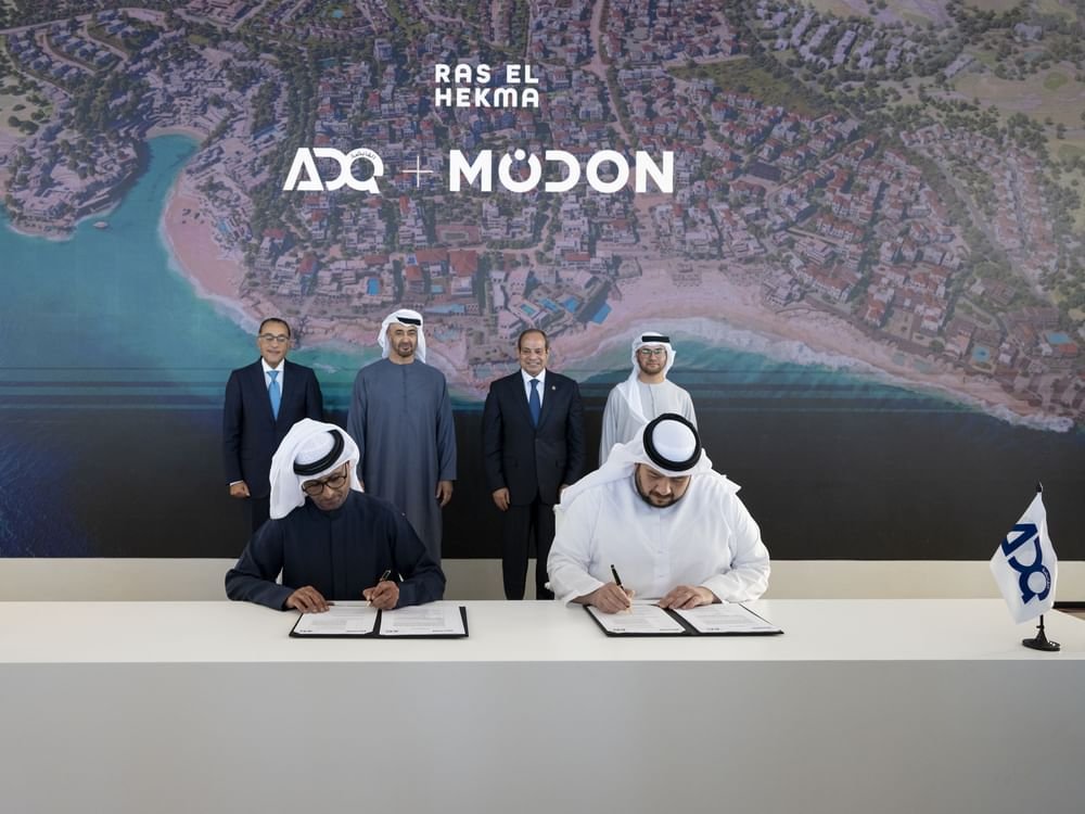 بحضور رئيس الدولة والرئيس المصري..."أبوظبي التنموية القابضة" تعين "مدن" مطوراً رئيسياً لمشروع "رأس الحكمة" 1 بحضور رئيس الدولة والرئيس المصري..."أبوظبي التنموية القابضة" تعين "مدن" مطوراً رئيسياً لمشروع "رأس الحكمة"