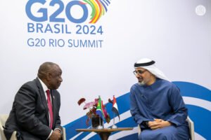 ولي عهد أبوظبي يبحث تعزيز العلاقات الثنائية مع رئيس جنوب إفريقيا على هامش أعمال قمة مجموعة العشرين