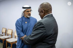 ولي عهد أبوظبي يبحث تعزيز العلاقات الثنائية مع رئيس جنوب إفريقيا على هامش أعمال قمة مجموعة العشرين