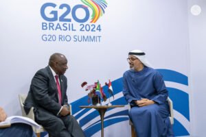 ولي عهد أبوظبي يبحث تعزيز العلاقات الثنائية مع رئيس جنوب إفريقيا على هامش أعمال قمة مجموعة العشرين