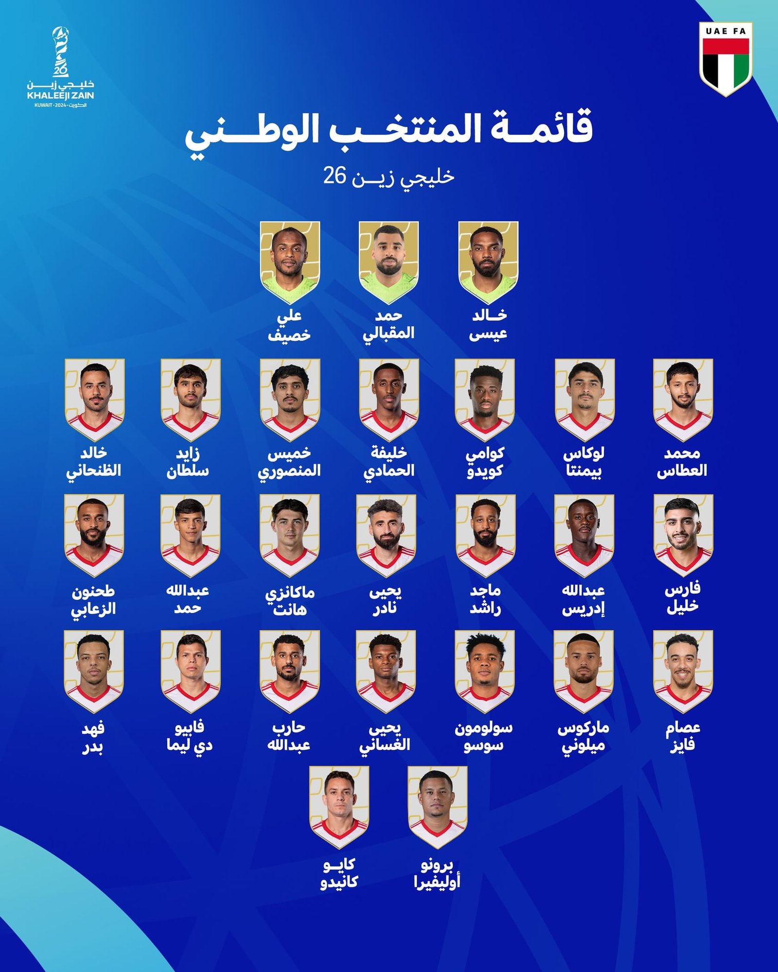 الجهاز الفني يعلن قائمة المنتخب الوطني في خليجي 26 بالكويت 1 الجهاز الفني يعلن قائمة المنتخب الوطني في خليجي 26 بالكويت