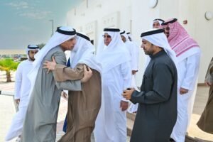 سعود بن صقر يقدم واجب العزاء في وفاة حميد عبيد الزعابي