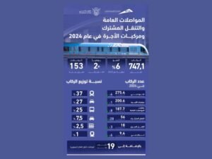 747 مليون راكب استخدموا وسائل النقل الجماعي والتنقل المشترك ومركبات الأجرة عام 2024