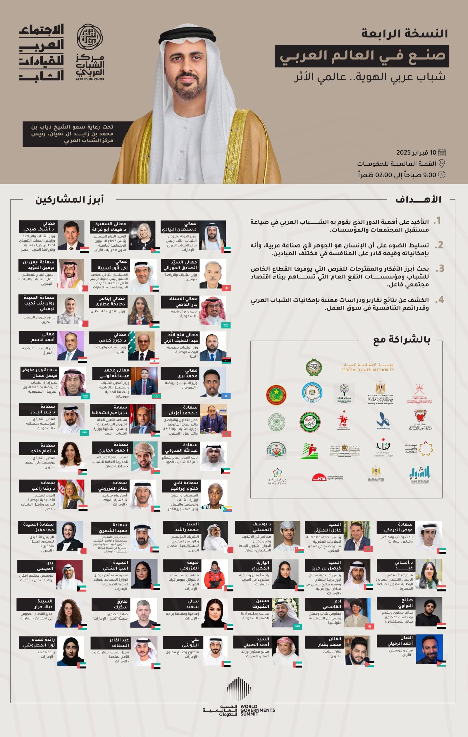 برعاية ذياب بن محمد بن زايد.. "قمة الحكومات" تستضيف النسخة الرابعة من الاجتماع العربي للقيادات الشابة 1 برعاية ذياب بن محمد بن زايد.. "قمة الحكومات" تستضيف النسخة الرابعة من الاجتماع العربي للقيادات الشابة