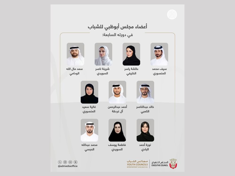 المجلس التنفيذي يعلن التشكيل الجديد لمجلس أبوظبي للشباب في دورته الـ 7 1 المجلس التنفيذي يعلن التشكيل الجديد لمجلس أبوظبي للشباب في دورته الـ 7