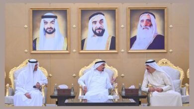حميد بن راشد يتقبل تعازي حاكمي الفجيرة وأم القيوين والشيوخ في وفاة الشيخ سعيد بن راشد النعيمي