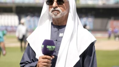 نهيان بن مبارك يشهد انطلاق مباراة الكريكت بين الهند وباكستان في "دولية 2025"