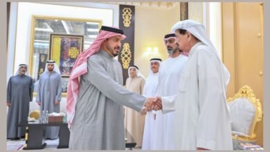 حاكم عجمان وولي عهده يستقبلان المهنئين بشهر رمضان المبارك