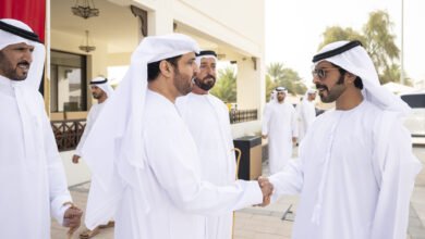 خليفة بن طحنون بن محمد يحضر حفل استقبال بمناسبة زفاف في مجلس الشويب