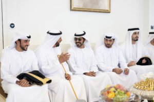 خليفة بن طحنون بن محمد يحضر حفل استقبال بمناسبة زفاف في مجلس الشويب