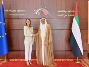 صقر غباش ورئيسة البرلمان الأوروبي يعقدان جلسة مباحثات مشتركة