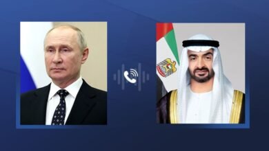 رئيس الدولة والرئيس الروسي يبحثان خلال اتصال هاتفي سبل احتواء التصعيد في المنطقة