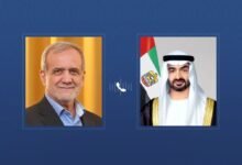 رئيس الدولة يجري اتصالاً هاتفياً مع الرئيس الإيراني