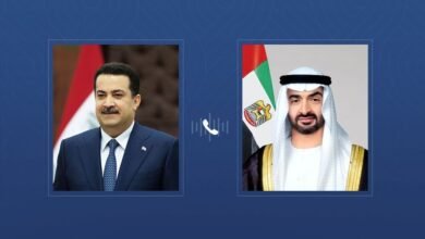 رئيس الدولة ورئيس الوزراء العراقي يبحثان هاتفياً علاقات البلدين والتطورات في المنطقة