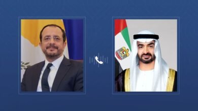 رئيس الدولة والرئيس القبرصي يبحثان هاتفياً علاقات البلدين والتطورات في المنطقة