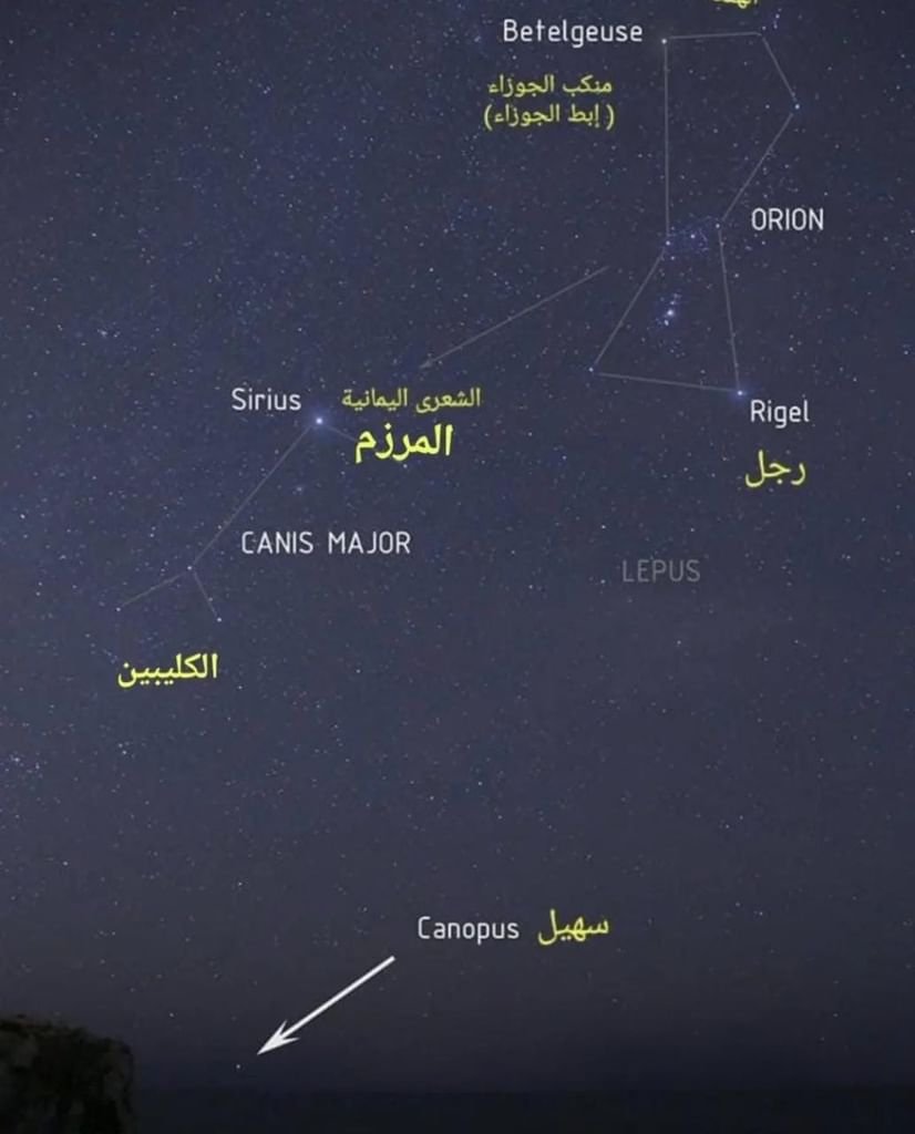 جمعية الإمارات للفلك: ظهور نجم "سهيل" يبشر بانكسار القيظ وبدء الاعتدال التدريجي 1 جمعية الإمارات للفلك: ظهور نجم "سهيل" يبشر بانكسار القيظ وبدء الاعتدال التدريجي
