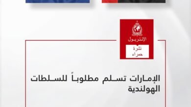 الإمارات تسلم مطلوبا للسلطات الهولندية