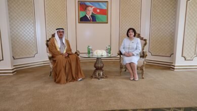 صقر غباش يبحث مع رئيسة الجمعية الوطنية في أذربيجان تعزيز علاقات التعاون البرلماني