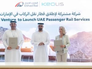 ذياب بن محمد بن زايد يشهد مراسم الإعلان عن تأسيس شركة مشتركة بين قطارات الاتحاد و"كيوليس"