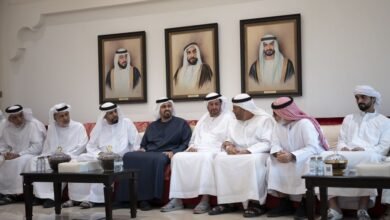 ذياب بن محمد بن زايد يقدِّم واجب العزاء في وفاة سيف راشد النايلي ومحمد فالح الشامسي