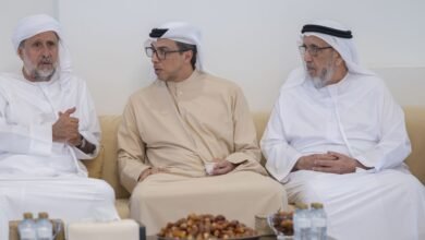 منصور بن زايد يعزي محمد علي عفصان المنصوري في وفاة والدته