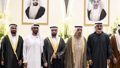 خالد بن محمد بن زايد يحضر حفل استقبال بمناسبة زفاف عبدالعزيز وعبدالله نجلي فيصل عبدالعزيز البناي