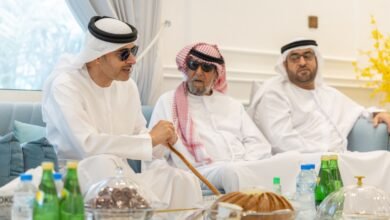 هزاع بن زايد يزور مطر حمد بن عميرة الشامسي في استراحته بمنطقة العين