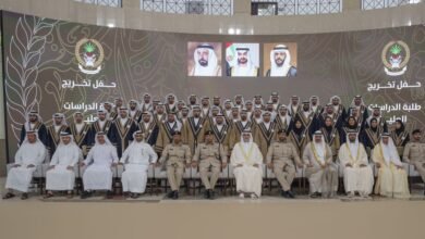 ولي عهد الشارقة يشهد حفل تخريج فوجين من طلبة الدكتوراة والماجستير بأكاديمية العلوم الشرطية