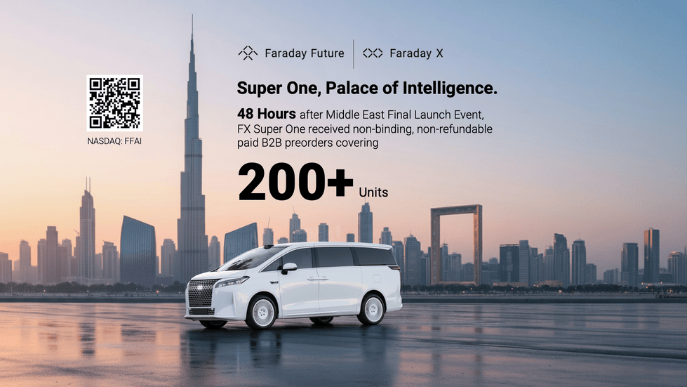 فاراداي فيوتشر تتلقى أكثر من 200 طلب مسبق لطراز FX Super One خلال 48 ساعة من إطلاقه في الشرق الأوسط 1 فاراداي فيوتشر