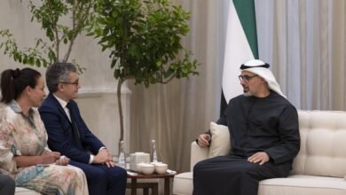 خالد بن محمد بن زايد يلتقي وزير العدل الفرنسي