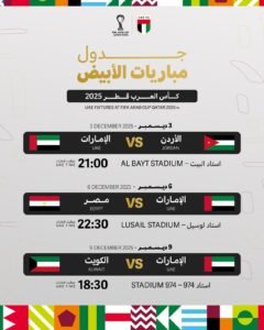 تعرف على مواعيد مباريات منتخبنا الوطني في كأس العرب