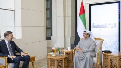 منصور بن زايد يستقبل سفير الجمهورية اللبنانية