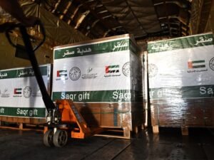 30 طن مكملات علاجية ووقائية من مؤسسة صقر القاسمي تصل غزة عبر "الفارس الشهم 3"