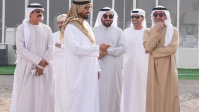 راشد بن حمدان بن محمد يزور مزانية الإبل في مهرجان محمد بن زايد لسباقات الهجن