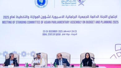 "الوطني الاتحادي" يشارك في اجتماع لجنة الموازنة بالجمعية البرلمانية الآسيوية بالدوحة