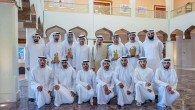 حاكم عجمان يستقبل فريق أحمد بن حميد النعيمي الفائز بستة ألقاب في سباق السلم للدراجات الهوائية