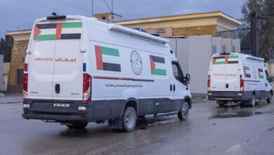 قوافل الإمارات إلى غزة تتواصل / إدخال 7 سيارات إسعاف وصهريج مياه ومساعدات طبية وغذائية ضمن "الفارس الشهم 3"