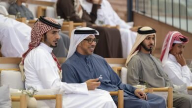 منصور بن زايد يستقبل جاسم بن حمد آل ثاني ويشهدان جانباً من منافسات جولة الجياد العربية-أبوظبي