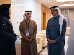 منصور بن زايد يزور مؤتمر ومعرض التكنولوجيا لمنظمة الجمارك العالمية