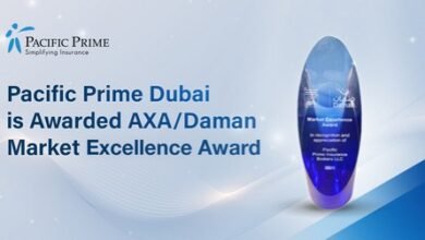 Pacific Prime Dubai تحصل على جائزة التميُّز في السوق من AXA/Daman 1 Pacific Prime Dubai