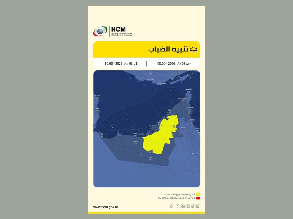 "الوطني للأرصاد" يحذر من تشكّل الضباب وانخفاض مدى الرؤية 1 "الوطني للأرصاد" يحذر من تشكّل الضباب وانخفاض مدى الرؤية