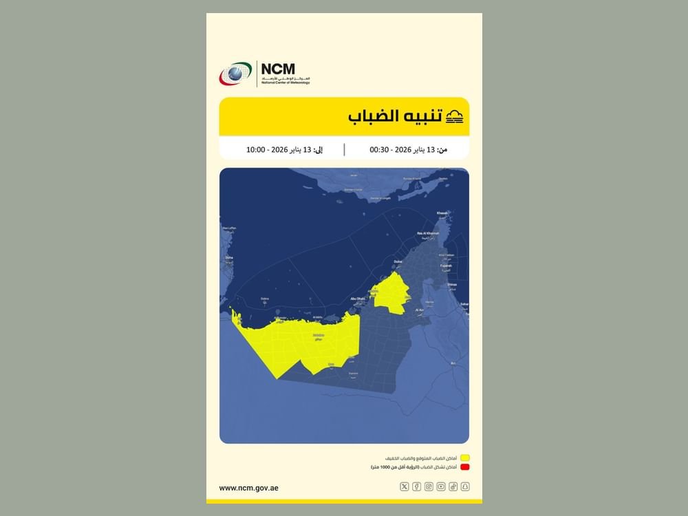 "الوطني للأرصاد" يحذر من ضباب كثيف وانعدام الرؤية 1 "الوطني للأرصاد" يحذر من ضباب كثيف وانعدام الرؤية