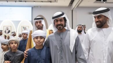 خليفة بن طحنون بن محمد يحضر حفل استقبال بمناسبة زفاف عبدالله وأحمد سالم الشامسي