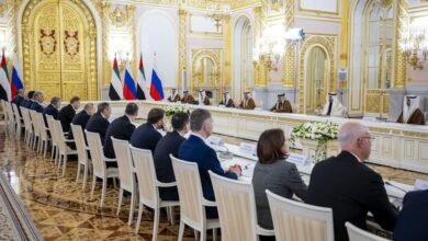 رئيس الدولة والرئيس الروسي يبحثان في موسكو تعزيز التعاون في إطار الشراكة الإستراتيجية بين البلدين 2 رئيس الدولة والرئيس الروسي يبحثان في موسكو تعزيز التعاون في إطار الشراكة الإستراتيجية بين البلدين