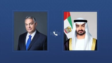 رئيس الدولة يتلقى اتصالاً هاتفياً من رئيس وزراء المجر بحثا خلاله الاعتداءات الإيرانية على الإمارات ودول شقيقة 3 رئيس الدولة يتلقى اتصالاً هاتفياً من رئيس وزراء المجر بحثا خلاله الاعتداءات الإيرانية على الإمارات ودول شقيقة