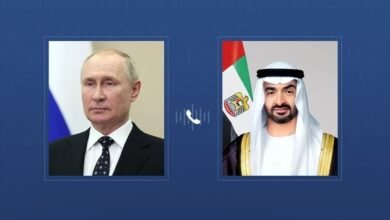 رئيس الدولة والرئيس الروسي يبحثان هاتفياً علاقات البلدين والتطورات الإقليمية